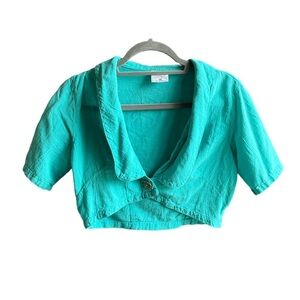 Vintage Color me Cotton Light blue/Teal Crop Top